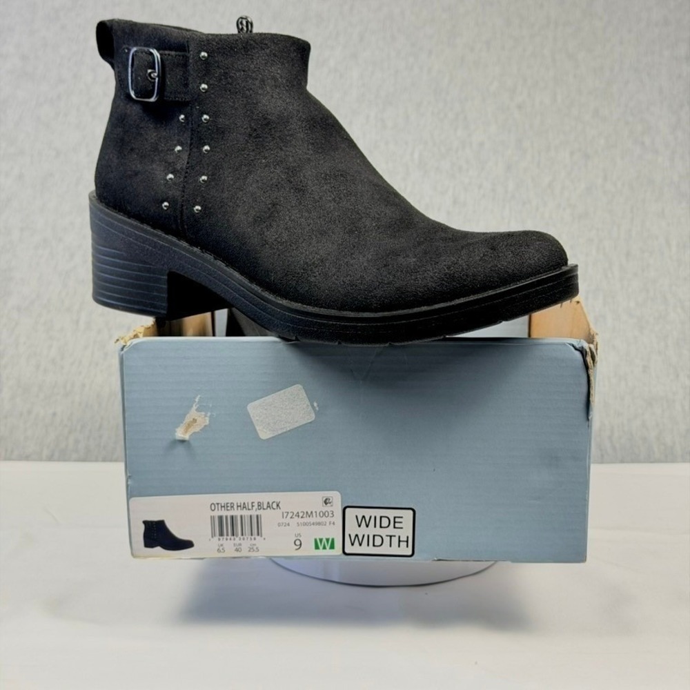 Baretraps Other Half Black Studded Faux Suede Ankle Boots Wide Width I7242M1003